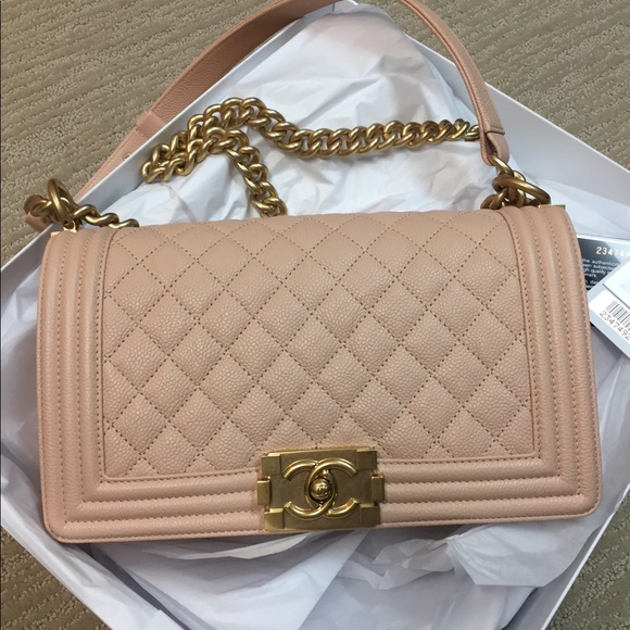CHANEL Handbags - CHANEL medium boy bag in beige with brush GHW❣️❣️